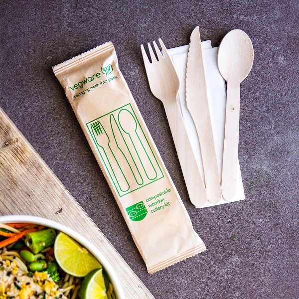Compostable Wooden Cutlery Kit (250) - Image 2