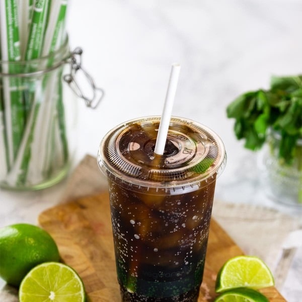 Jumbo white 8mm paper straw, wrapped, 7.8" PS08-WWL (3000) - Image 2