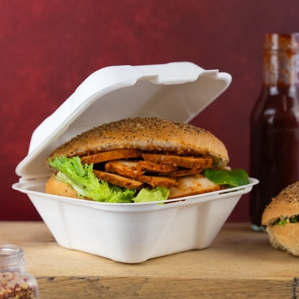 7 x 7"/160 x 170 mm Nourish moulded fibre clamshell - Image 2